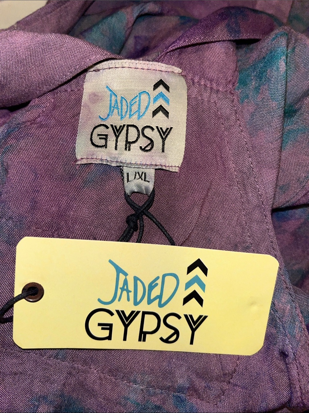 Jaded Gypsy L/XL Tie-Dye Wide-Leg Jumpsuit in Purple - Picture 9 of 10